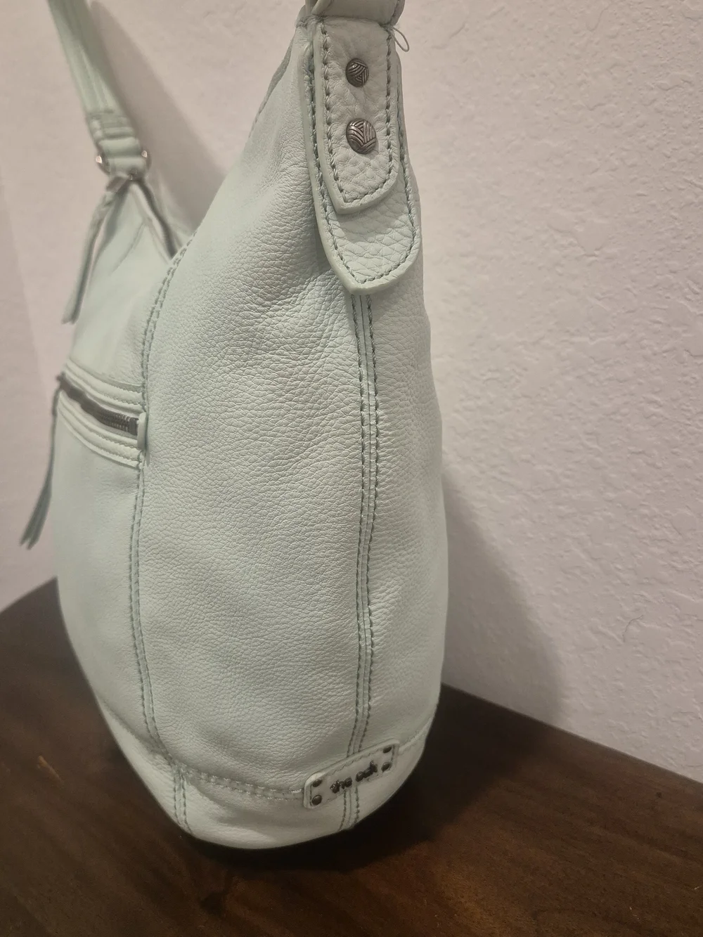 The Sak Sequoia Pebbled Leather Hobo Bag/Purse Soft Mint Green